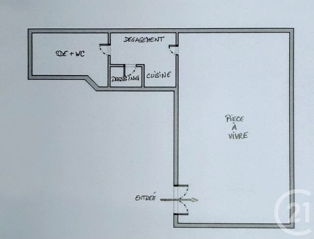 Appartement Studio à vendre - 1 pièce - 38.06 m2 - PARIS - 75017 - ILE-DE-FRANCE - Century 21 Actif Immobilier