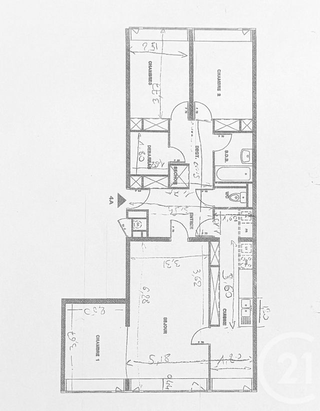 Appartement F4 à vendre - 4 pièces - 84.73 m2 - PARIS - 75014 - ILE-DE-FRANCE - Century 21 Actif Immobilier